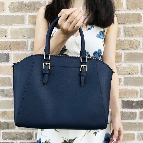 Michael Kors Ciara Large Satchel Bag Navy - Picture 3 of 8